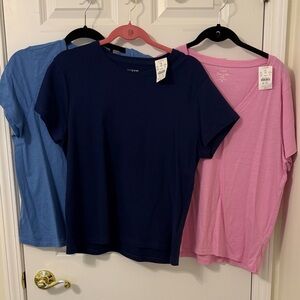 NWT J. Crew Lot of 3 T-Shirts in Blue and Pink XL